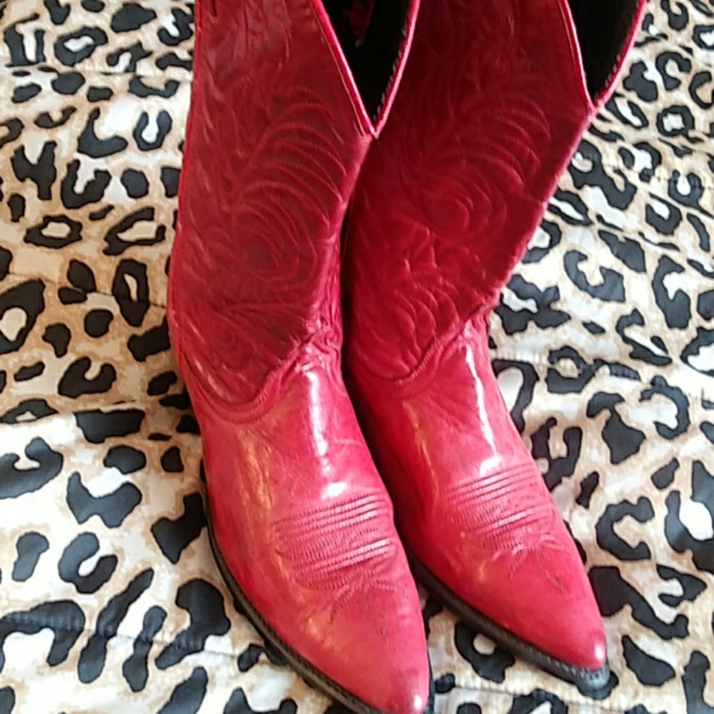 Acme Red Vintage Cowboy Boots